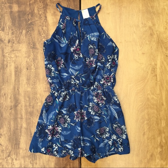 Blue and Purple Floral Romper Size Small - Picture 2 of 4